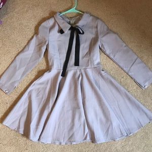 Lilac long sleeve silk dress
